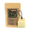 Bug Bar Solid Insect Repellent Bar, next to its storage pouch, on a plain white background.