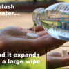 A composite photo showing how Repellets Compact Insect Repellent Wipes expand with a splash of water from a small tablet size to a large wipe.