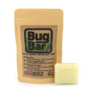 Bug Bar Solid Insect Repellent Bar, next to its storage pouch, on a plain white background.