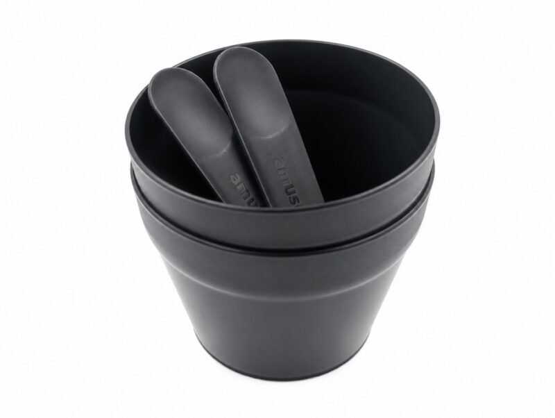 The Compact Bowl and Spork Set packed up neatly on a plain white background.